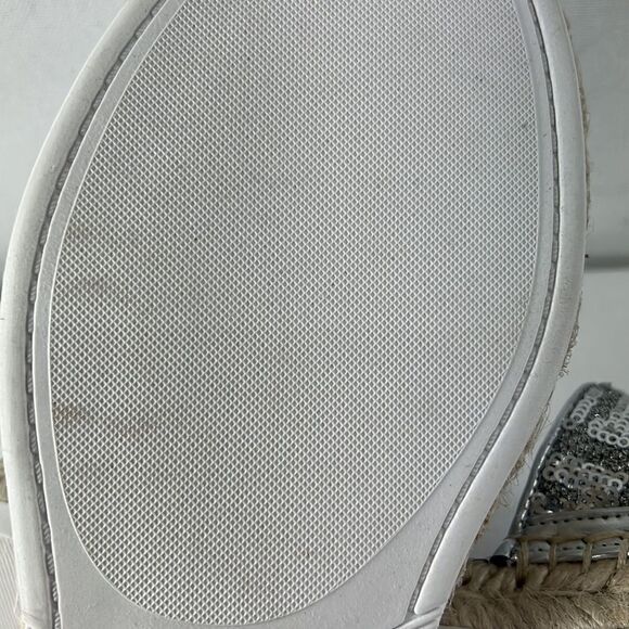 Guess Guidany Espadrille Sandals Silver Multi Fabric size 10 M - Picture 6 of 8